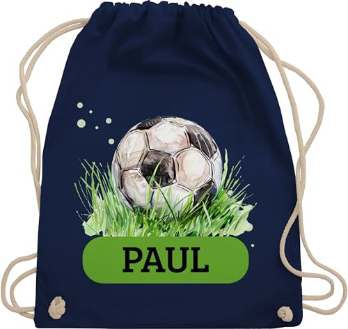 Turnbeutel Rucksack - Fußball mit Name personalisiert I Fussball I Fußballgeschenke I Fussballgeschenke - Unisize - Navy Blau - kinder stoffbeutel kindergarten geschenke+für+fußballfans