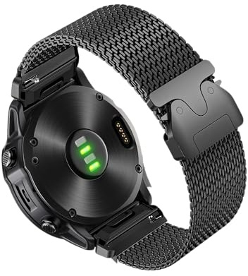 OUTPUTBT Mteall Armband 26mm Kompatibel mit Garmin Fenix 8 51mm/7X Pro/7X/6X/6X Pro/Fenix 5X/5X Plus/3/3 HR, Enduro 3/2, Descent Mk3i 51mm/Mk2i/Mk2, Instinct 3 50mm Quick Fit Band Edelstahl 316L