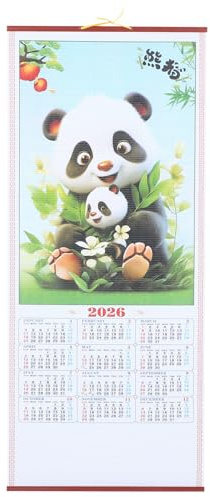 SEWACC Calendario Cinese da Parete 2026, 30x12,5 Pollici, Calendario da Appendere in Finto Rattan per Il Capodanno Del Cavallo, Decorazione per Il Capodanno Lunare per L'ufficio Domestico, Colore