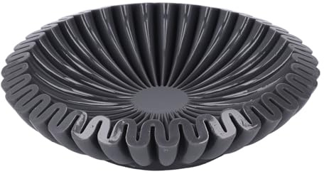 Dekorativ svart hartsskål, modern räfflad fruktskål, mittstycke för köksdisk, heminredning, solid hartskonstruktion, handgjord design,