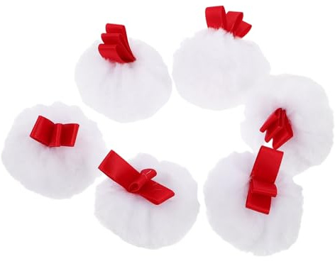 Puff Trucco Rotondo in Peluche Bianco, Set 6 Pezzi | Distribuzione Uniforme della Polvere, Leggero, Uso Professionale e Viaggio, Aspetto Soffice