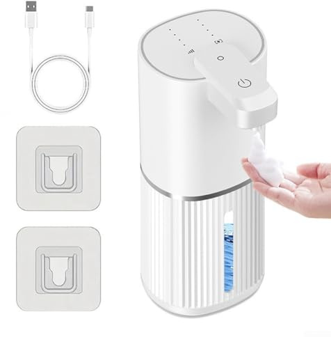 K1 - Dispenser automatico di sapone, con sensore compatto, disinfettante per le mani, regolabile, impermeabile, pompa elettrica per cucina e bagno (schiuma bianca)