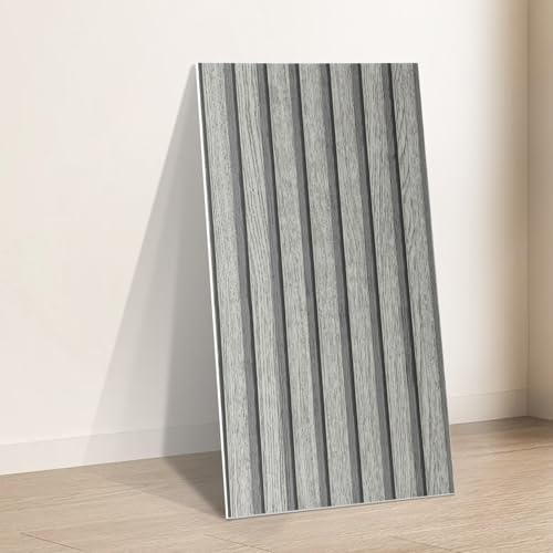 Takezuaa 30pcs Peel and Stick Wall Panels 30x60cm Self-Adhesive Wood Effect Wall Panels, 3mm Thick Waterproof Insulating Wallpaper for Kitchen,Living Room,Bedroom,Ceilings - Grey