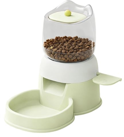 Automatic Cat Feeder - 2L Press Design Cat Food Dispenser | Large Capacity Dog Food Dispenser with Press-Button | Automatic Pet Feeder for Indoor Outdoor Home Cage Backyard (Green)