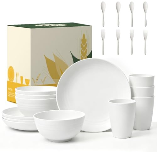 Wrova Reusable Plastic Dinner Set 20 Piece Unbreakable Cutlery Set