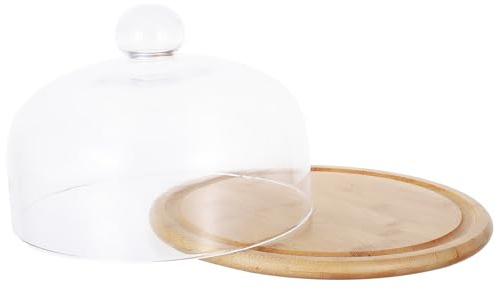 Didiseaon Glass Cake Dome with Lid Cake Tray with Glass Dome Display Stand for Dessert Display Plate with Clear Cover Reusable Serving Platter for Birthday Wedding Party Home