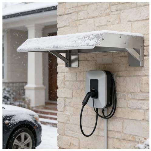 Skyddstak för Wallbox i Rostfritt Stål, Väderbeständig Skydd för EV Laddstation, Robust Skyddshölje för Laddarsticka, Skydd mot Regn Snö UV för Dörrklocka/Kamera/Kontakt/Utomhusutrustning