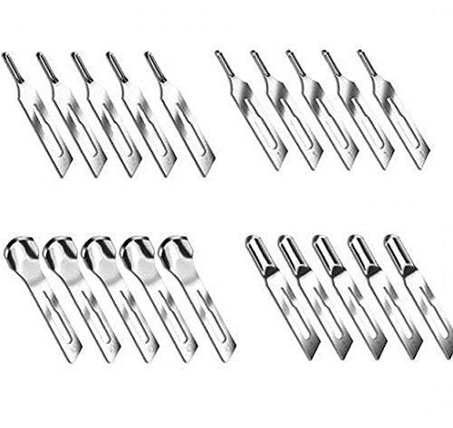 20x Klingen-Set, Hohlmeißelklingen, Figur Nr. 1, 2, 5 und 10, Kosmetex Mediklingen, für Hohlmeißelskalpell