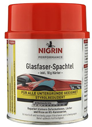 NIGRIN Performance Glasfaser-Spachtel, repariert kleinere Deformationen, Löcher und Risse, 500 g
