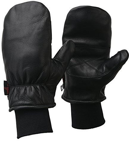 Alpine Owl Aspen Waterproof Leather Ski Mittens Warm Winter Gloves Chopper Mitts (Black, Large)