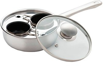 Excelsteel 18/10 Stainless Steel 2 Cup Egg Poacher, Non Stick Easy Use Kitchenware Rust Resistant Stove Top Breakfast Brunch Cooking Pan