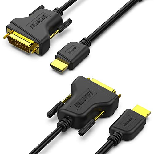 BENFEI HDMI to DVI, 2 Pack HDMI to DVI Cable Bi Directional DVI-D 24+1 Male to HDMI Male High Speed Adapter Cable Support 1080P Full HD Compatible for Raspberry Pi, Roku, Xbox One, PS4 PS3