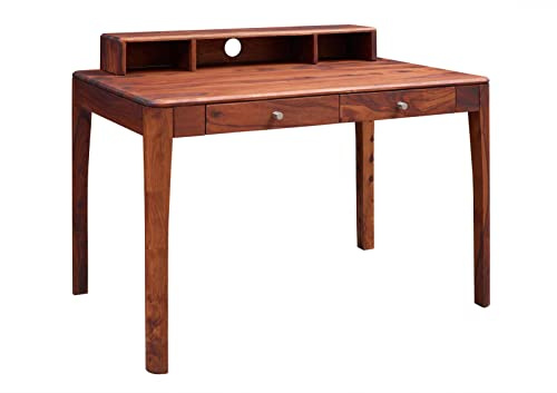 MASSIVMOEBEL24.DE Schreibtisch Sheesham Dunkelbraun geölt Brooklyn #05 | 112x71x85 cm (BxTxH)30kgMid CenturyzerlegtvollmassivMASSIVMOEBEL24.DE