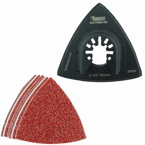 SabreCut 21pcs SPKA21SK 80mm x 80mm Fast Fit Multitool Sanding Kit | Compatible with DeWalt, Stanley, Black & Decker, Bosch, Fein (Non-StarLock), hook and loop sanding pads hold sheets securely