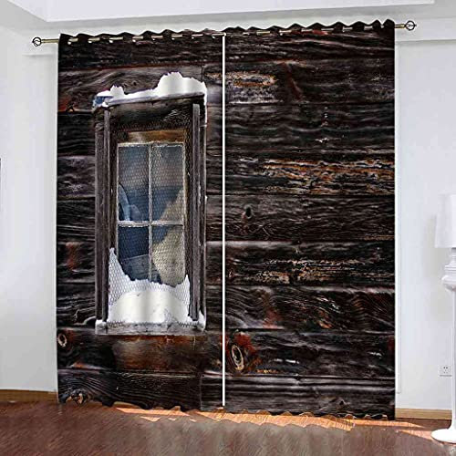 KQDMYT Vorhang Blickdicht Gardinen Retro-Holzhäuser Sonnenschutz Schallschutz Mit Ösen Fenstervorhang Für Schlafzimmer Wohnzimmer Kinderzimmer Küche Modern Verdunklungsvorhänge 170x200cm