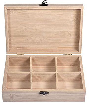 QINGGANGLING999 Bolsa de té de Almacenamiento Caja de té de bambú de té con 6 Compartimentos Caja de Almacenamiento de Maquillaje portátil Contenedor de té