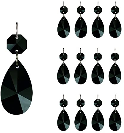 Lot de 12 prismes de lustre en cristal coloré en forme de goutte d'eau de 38 mm
