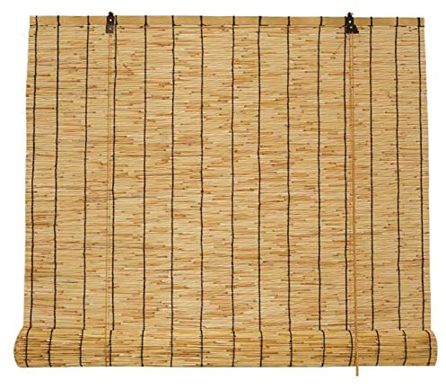 Außen Rollo Bambus Bambusrollo Natural Schilf Vorhang Sichtschutz Bambusrollo Rollläden Lichtfilterung Wasserdicht für Innen Balkon Terrasse,Anpassbar,Bambusrollo Sonnenschutz (140*240cm)