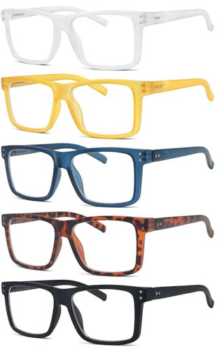 Eyekepper 5er-Pack Damen und Herren lesebrillen mit Große Quadratische Gläsern und Federscharniere +1.50