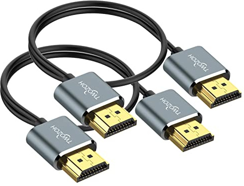 Twozoh Flexibles und Schlankes HDMI Kabel 2M 2 Stück, Ultradünnes HDMI Kabel unterstützt High Speed 4K@60Hz 18Gbps 2160P/1080P