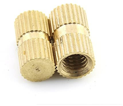 SEIDER 10-50 Stück M3 M4 M5 M6 M8 Messing Sackloch Spritzguss Rändelmuttern Gewindeeinsatz Eingebettete Mutter(Length 6mm,M5 x OD7 20pcs)