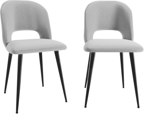 Chleby Esszimmerstühle 2er Set, Küchenstuhl Samt Weicher und Bequemer, Esstischstühle mit Separaten Metallbeinen, Esszimmerstuhl für Esszimmer/Wohnzimmer, hellgrau