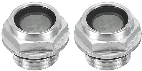PATIKIL Aria Compressore Olio Mirino Vetro, 2pz M14*1,5 Maschio Filettatura Alluminio Lega Olio Liquido Livello Indicatore Aria Compressore Parti con O-ring