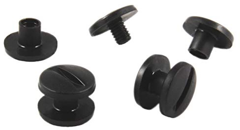 KLEBESHOP24 Kunststoff-Buchschrauben schwarz 10 mm, 50 Stück | Schraubnieten aus Kunststoff für Hefte, Alben, Karten und Mappen
