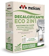 Meliconi Decalcificante Eco 2-in-1, Anticalcare per Macchina Caffè e Piccoli Elettrodomestici, Formula Naturale, Confezione Riciclabile, 2 Flaconi da 250ml per 4 Trattamenti