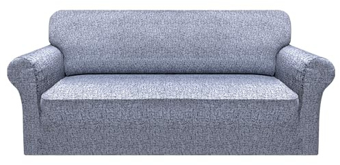 Granbest Funda de sofá elástica de Microfibra Supersuave para sillón, Funda de sofá de Elastano, protección para Muebles con Espuma Antideslizante (3 plazas, patrón de Textura)