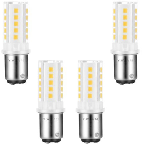 Y.W.Licht Ampoules LED B15D 5W Double Contact Baïonnette SBC 220-240V pour Machines à Coudre et Luminaires, Blanc Chaud 3000K 50W Équivalent Lot de 4 Non Dimmable