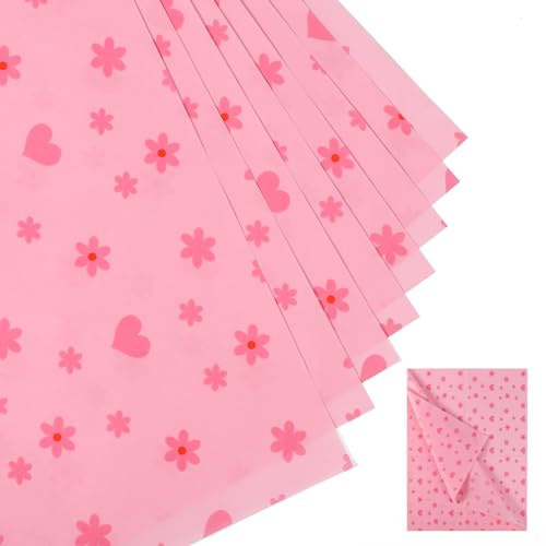 30 Blatt Herzblumen Seidenpapier, 50x35cm Seidenpapier Verpackungsmaterial Dekoratives Seidenpapier für Weihnachten Hochzeit Geburtstag Party Basteln Verpackung (Rosa)