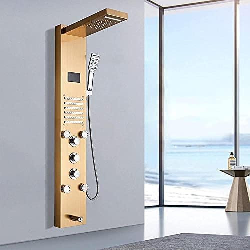 Duschpaneel, Säulenturm-Duschsystem Mit 5 Funktionen, Einzigartiger Leistungsstarker Hydromassage Und Multifunktionaler Handbrause, Gold