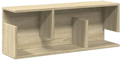 vidaXL Wandregal, Regal mit Stauraum Hängend Wanddeko, Hängeregal Schweberegal für Wohnzimmer, Bücherregal Wandboard, Sonoma Eiche Holzwerkstoff