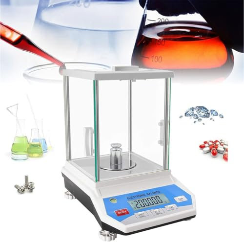 Balance analytique de laboratoire numérique, écran LCD, balance de laboratoire de haute précision 0,001 g, balance de cuisine numérique, balance de bijoux avec pare-brise, pour pharmacies, écoles, 1
