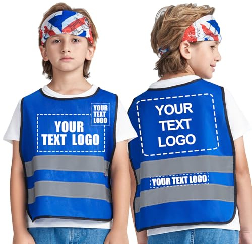 AYKRM Personalised Kids High Vis Vest with Reflective Safety, Customize Logo, High Visibility for Children