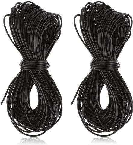 2 Rollen 7m X 1mm Lederband, Schwarz Lederband für Ketten Reißfeste Lederschnur Leder Band Lederbänder Klassik Basteln Lederschnüre Rund Leder Schnur Faux für DIY Armband Halskette Schmuck Handwerk