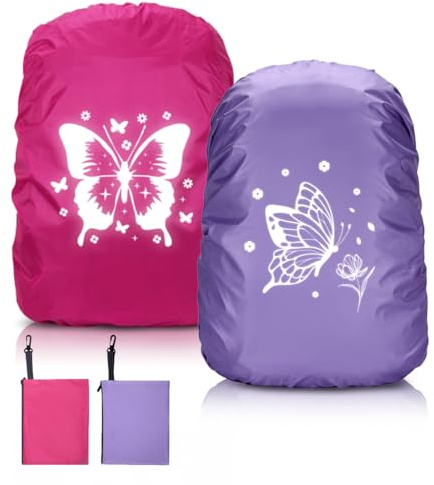 Capaneus 2 Piezas Funda Impermeable Mochila, 35L Niños Mochila Escolar Funda Impermeable, Reflectante Protector Mochila Impermeable, Rain Cover Backpack para Exterior, Camping, Senderismo, Viajes