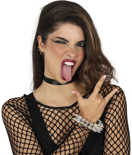 FIESTAS GUIRCA | Nietenarmband Silber - Punk Rock Schmuck für Kostümpartys und Konzerte - Ideales Zubehör für Gothic und Heavy Metal Stil - Unisex für Erwachsene - Silber