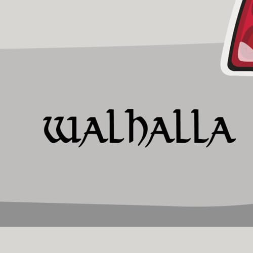 Aufkleber - Walhalla Schrift Schriftzug - Sticker, Folienaukleber für Auto, Motorrad, Fahrrad, Laptop, LKW (45x9cm | Schwarz)