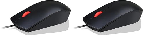 Lenovo 4Y50R20863 Essential USB Mouse, Black (Pack of 2)