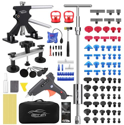 Car Dent Repair Kit - Slide Hammer, Glue Gun Dent Puller, Adjustable Bridge Puller, Suction Cup for Big and Small Auto Body Paintless Dent Removal & Metal Surface Repair, Safe for Paint