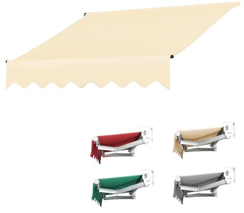 Generisch Tissu de protection solaire pour auvent anthracite de 4 x 3 m, imperméable, indéchirable, housse de store pour protection solaire, beige (6,6 x 5 pieds), matériau en toile résistante pour