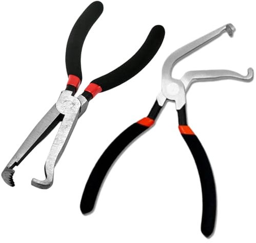 AZIDWERYQ 2Pcs Electrical Disconnect Pliers, Multi-Purpose Automotive Hose Disconnect Tools for Push Tab Style Plugs (60° + Straight)