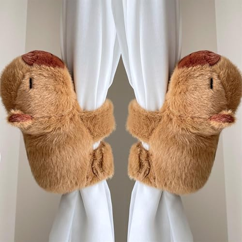 2 Stück Vorhang Raffhalter Gardinenband, Niedliche Vorhanghalter Seil, Capybara Vorhang Raffhalter, Cartoon Tiere Gardinenclips für Kinderzimmer Dekoration (2 Stück)