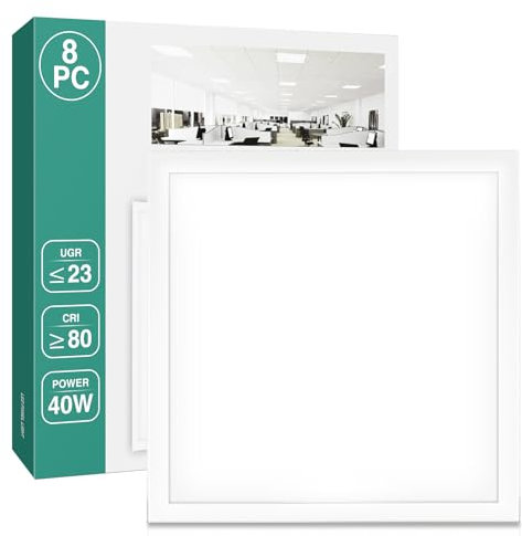 KOSOOM LED-Deckenleuchte 60×60 cm, Rasterleuchte 40W, 4000K Neutralweiß, 3200LM, 110° Abstrahlwinkel, LED-Deckenleuchte, geeignet für Büro, Klassenzimmer, Küche und Geschäfte(8 Stück)
