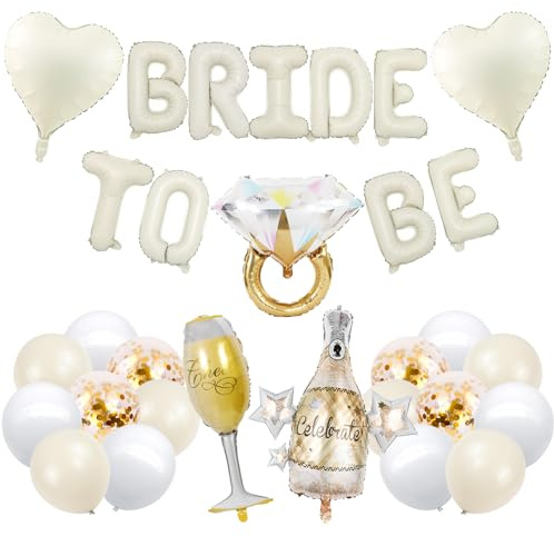 Koboko Bride to Be Deko Ballons, Junggesellenabschied Frauen Deko Luftballons, Jga Deko Frauen Folienballons, Beige Ballon für Junggesellenabschied Deko, Brautparty, Hochzeit, Bachelorette Party Deko