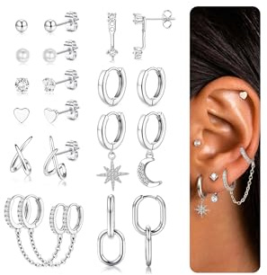 Adramata 10 par örhängen dam rostfritt stål örhängen guld silver örhänge spikar dinglande örhängen tragus helix piercing örhängen dam guld silver