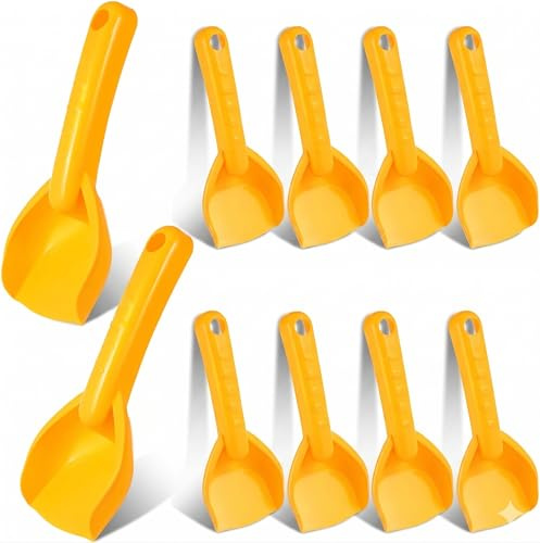 Veemoon 10 palette per sabbia per bambini, 18 cm, in plastica, gialle | Per sabbiera, spiaggia e giardino, piccole pale per scavare e giocare con la sabbia per famiglie, gruppi