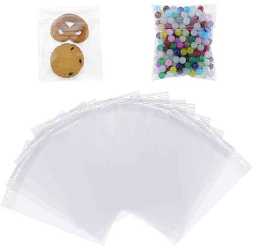 400 Stk Plastiktüten Selbstklebend Cellophantüten 8x12cm Tütchen Transparent Zellophantüten Klein Kekse Tüten Flachbeutel Selbstklebende Klarsichtbeutel Weihnachten für Süßigkeiten Nüssen